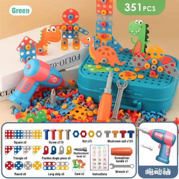 Children DIY Tool Toys Set Electric Drill Screw Nuts || 3D Puzzle Toy Pretend Play Tool Kits || 2D/3D Educational Toy