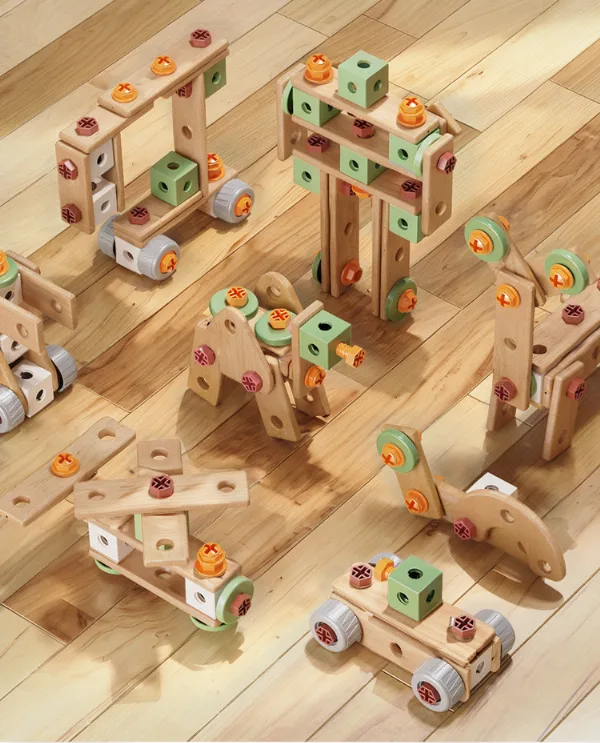 100 Pcs DIY Wooden Construction Toy Set – Kids Educational STEM Building & Assembly Learning Toy