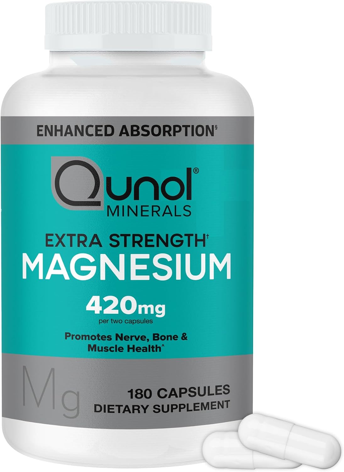Qunol, Magnesium, 180 Capsules (210 mg per Capsule)