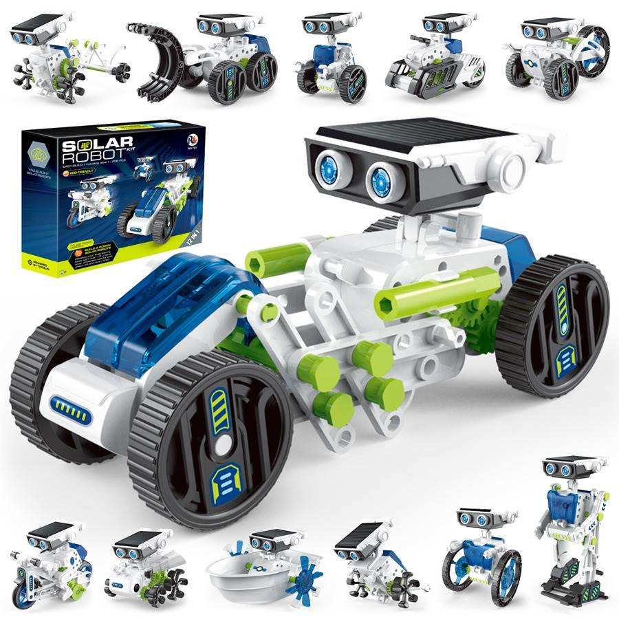 Kids STEM Toy Set 12 in 1 DIY Creative Electric-Solar Energy Robot Kit