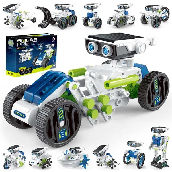 Kids STEM Toy Set 12 in 1 DIY Creative Electric-Solar Energy Robot Kit